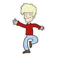 comic cartoon happy man dancing N12