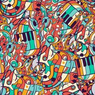 Vector seamless musical pattern hand drawn doodles N2