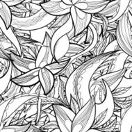 hand-drawn floral abstract seamless pattern monochrome background