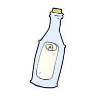 comic cartoon message in bottle N3