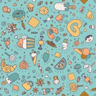 Vector seamless pattern with desserts N3