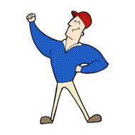 comic cartoon man striking heroic pose N2