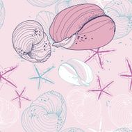 vector seamless pattern with seashells