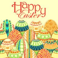 Easter background with colorful doodle eggs N3