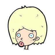 comic cartoon surprised female face N19