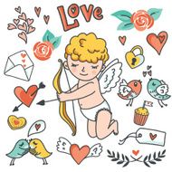 Valentines Day cartoon vector set