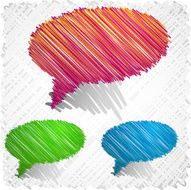 Scribbled color speech shapes