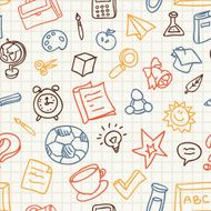 seamless pattern with education and school icons