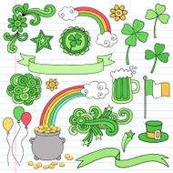 St Patricks Day Doodles Icons Vector Set