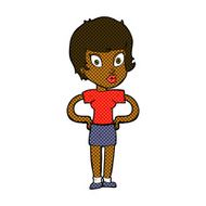 comic cartoon woman with hands on hips N69