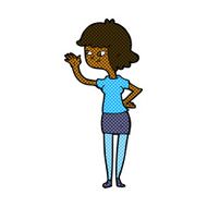 comic cartoon friendly girl waving N3