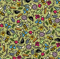 Insects world seamless pattern