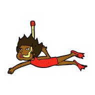 comic cartoon swimmer with snorkel N3