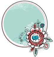 hand draw flowers combine with circle frame