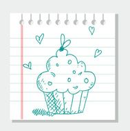 Hand Drawn Cupcake N2