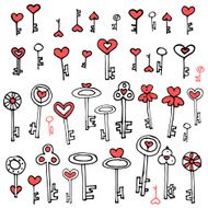 Keys of hearts hand-drawing set N4