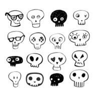 Skulls doodles vector set N2