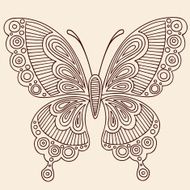 Henna Mehndi Tattoo Butterfly Doodle