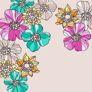 Groovy Psychedelic Doodle Flowers Vector
