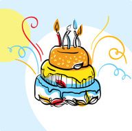 Hand-drawn vector bithday cake