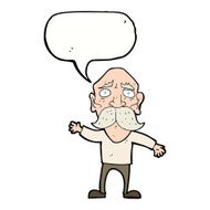 cartoon worried old man with speech bubble N24
