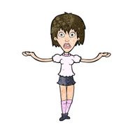 cartoon woman shrugging shoulders N383
