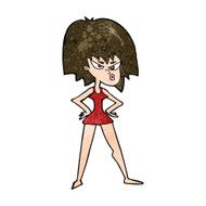 cartoon angry woman in dress N9