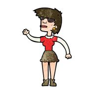 cartoon woman in spectacles waving N9