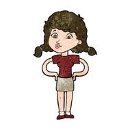 cartoon pretty girl with hands on hips N9