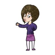 cartoon woman making welcome gesture N9