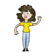 cartoon worried woman waving N16