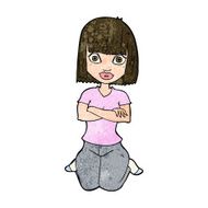 cartoon woman kneeling N9
