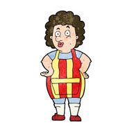 cartoon woman in kitchen apron N8
