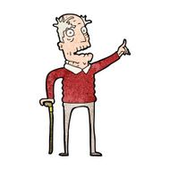 cartoon old man with walking stick N8