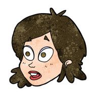 cartoon female face with surprised expression N13