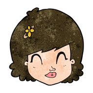 cartoon happy female face N142
