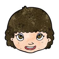 cartoon happy female face N143