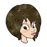 cartoon pretty female face pouting N9