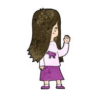 cartoon girl with pony shirt waving N9