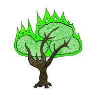 cartoon spooky burning tree N3
