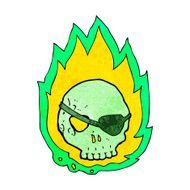 cartoon burning skull N13