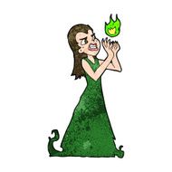 cartoon witch woman casting spell N9