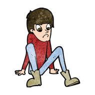 cartoon boy sitting on floor N7