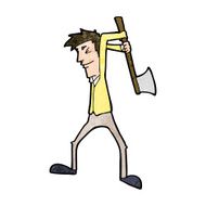 cartoon man swinging axe N9