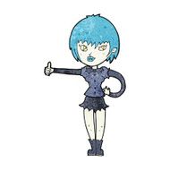 cartoon vampire girl giving thumbs up sign N16