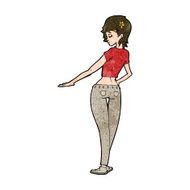cartoon pretty girl in jeans and tee N9