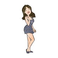 cartoon pretty woman in cocktail dress N9