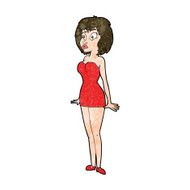 cartoon surprised woman in short dress N9