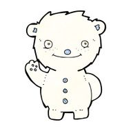 cartoon waving polar bear N23