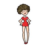 cartoon happy woman with hands on hips N15